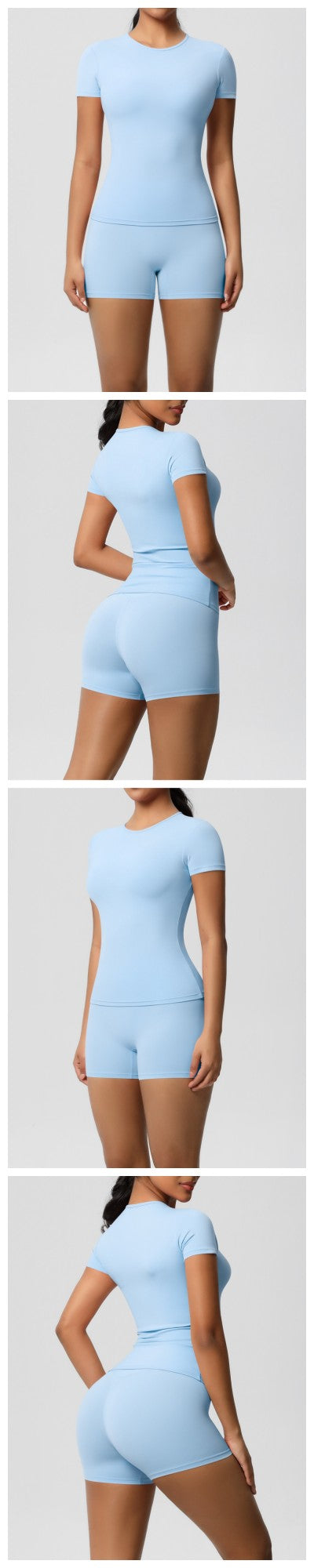 Breathable Workout Set for Women, Yoga T-shirt with Matching Shorts, Comfortable Gym Wear for Hot Yoga Breathable Workout Set for Women, Yoga T-shirt with Matching Shorts, Comfortable Gym Wear for Hot Yoga