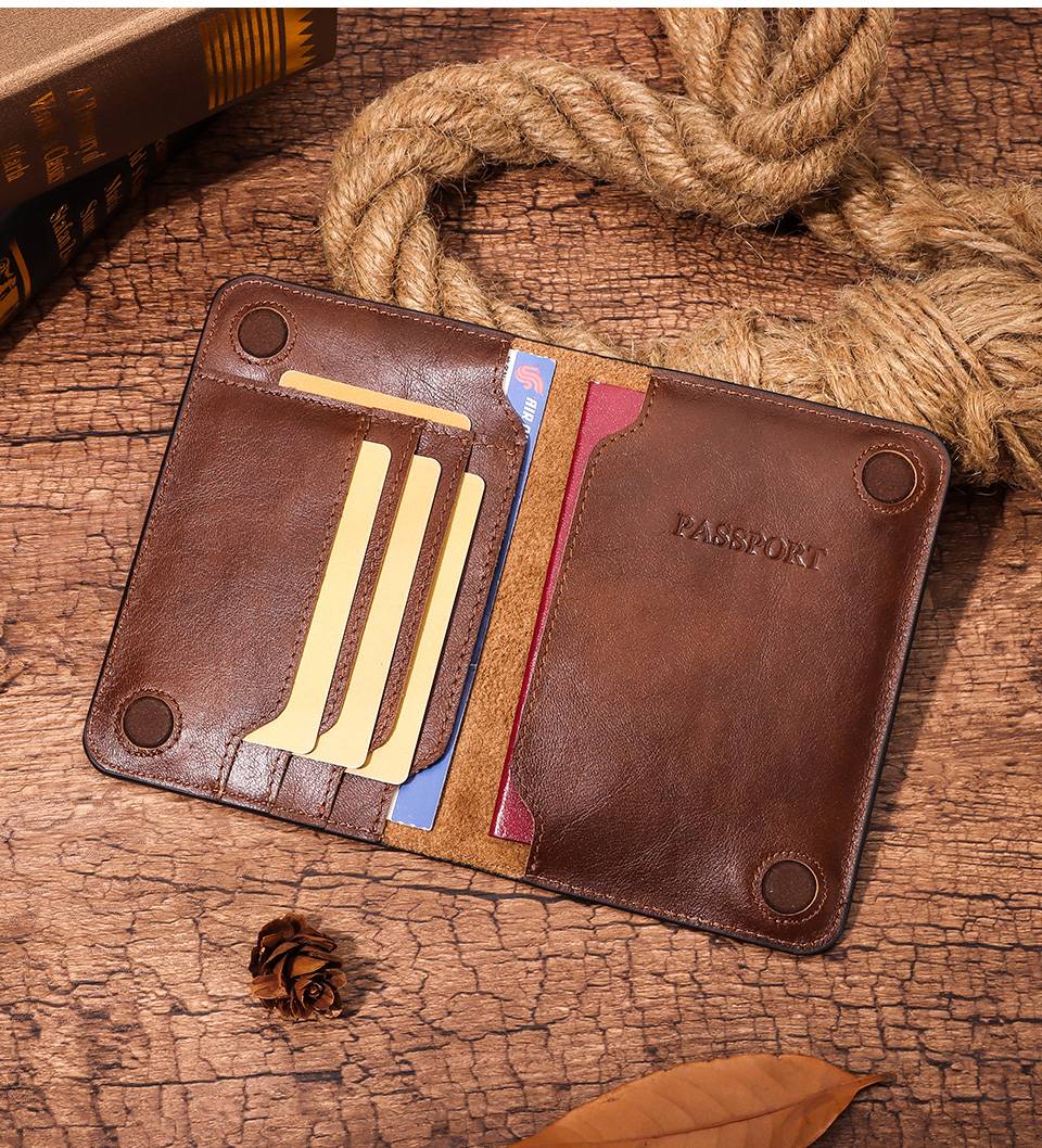 KAVI'S Men's Genuine Leather Travel Wallet