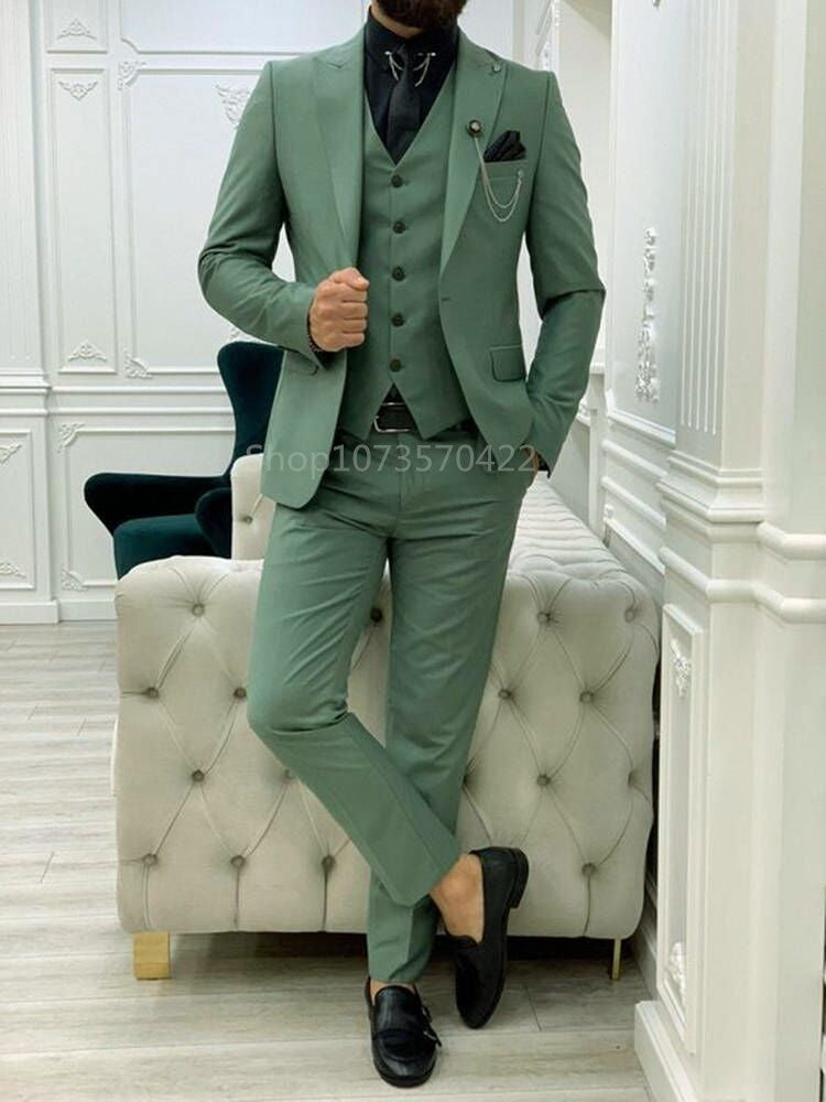 Men's Slim Fit Three Piece Suit, Jacket, Vest, Pants, Peak Lapel, Groom Tuxedo, Daily Party, Formal Wedding, Business WearMen's Slim Fit Three Piece Suit, Jacket, Vest, Pants, Peak Lapel, Groom Tuxedo, Daily Party, Formal Wedding, Business Wear