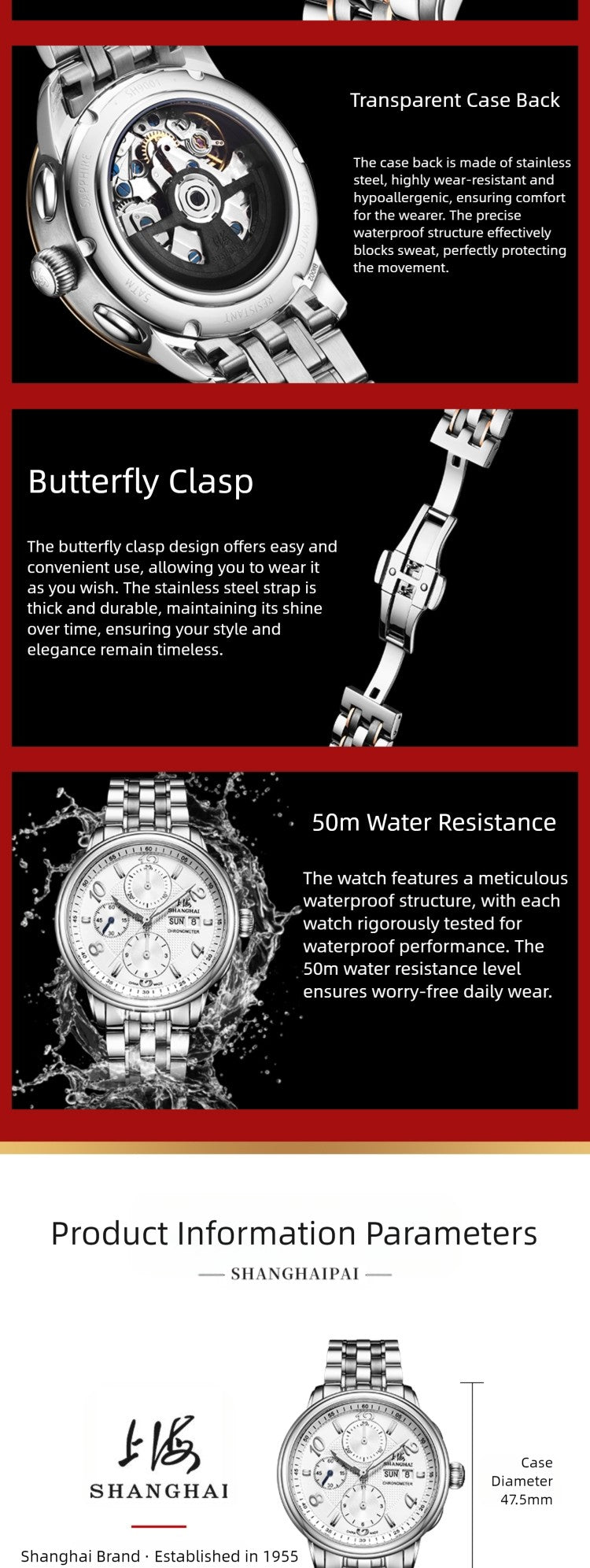 Shanghai 9001 Mechanical Chronograph Watch