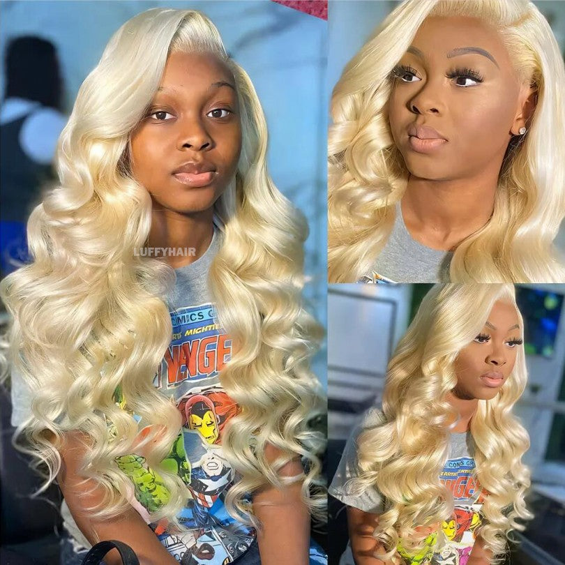 LUFFYHAIR Long Wavy Brazilian Remy Human Hair Wig