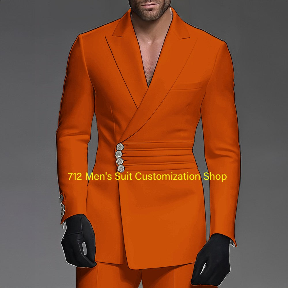 Handsome Men's 2 Piece Suit Wedding Groom Tuxedo Stylish Formal Wear XS-5XL Custom Blazer Pants Men Handsome Men's 2 Piece Suit Wedding Groom Tuxedo Stylish Formal Wear XS-5XL Custom Blazer Pants Men
