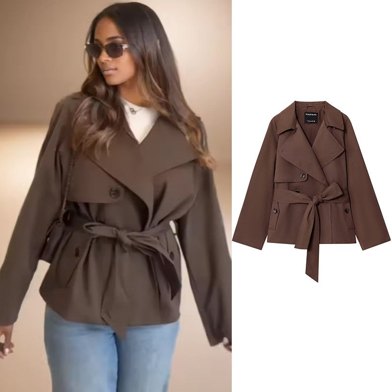 HBHSF Casual Double-Breasted Trench Coat