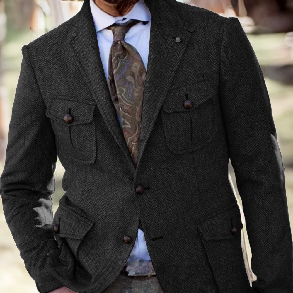 Men's Loose-Fit Wool Suit