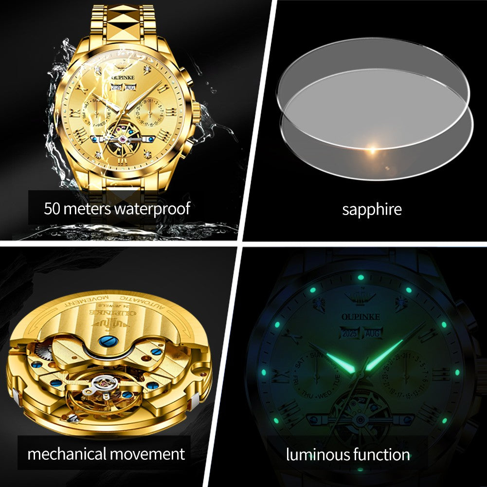 OUPINKE 3240 Skeleton Flywheel Multifunctional Automatic Mechanical Watches for Men 44mm Big Dial Tungsten Steel Luxury Watch OUPINKE 3240 Skeleton Flywheel Multifunctional Automatic Mechanical Watches for Men 44mm Big Dial Tungsten Steel Luxury Watch