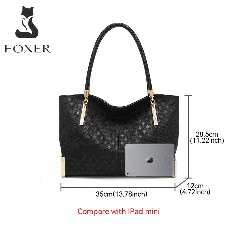 FOXER Women's Genuine Cowhide Leather Tote