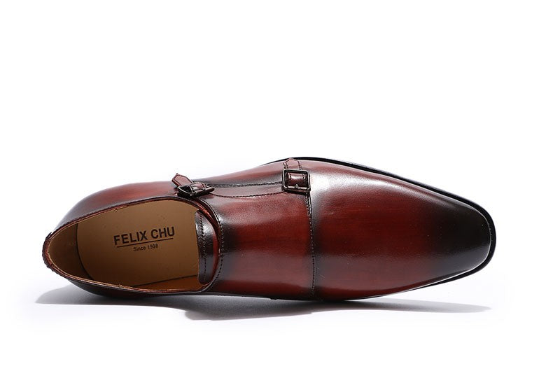 Handmade genuine leather men's oxfords, flat toe, double buckle, monk strap, classic formal shoes, size 6-13 Handmade genuine leather men's oxfords, flat toe, double buckle, monk strap, classic formal shoes, size 6-13