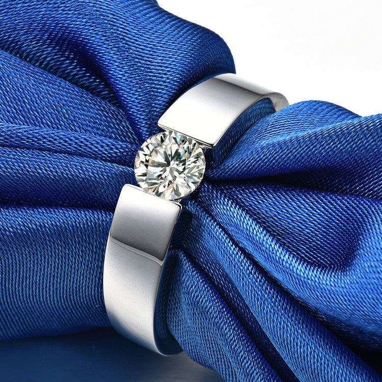 Men's Trendy Platinum Moissanite Engagement Ring