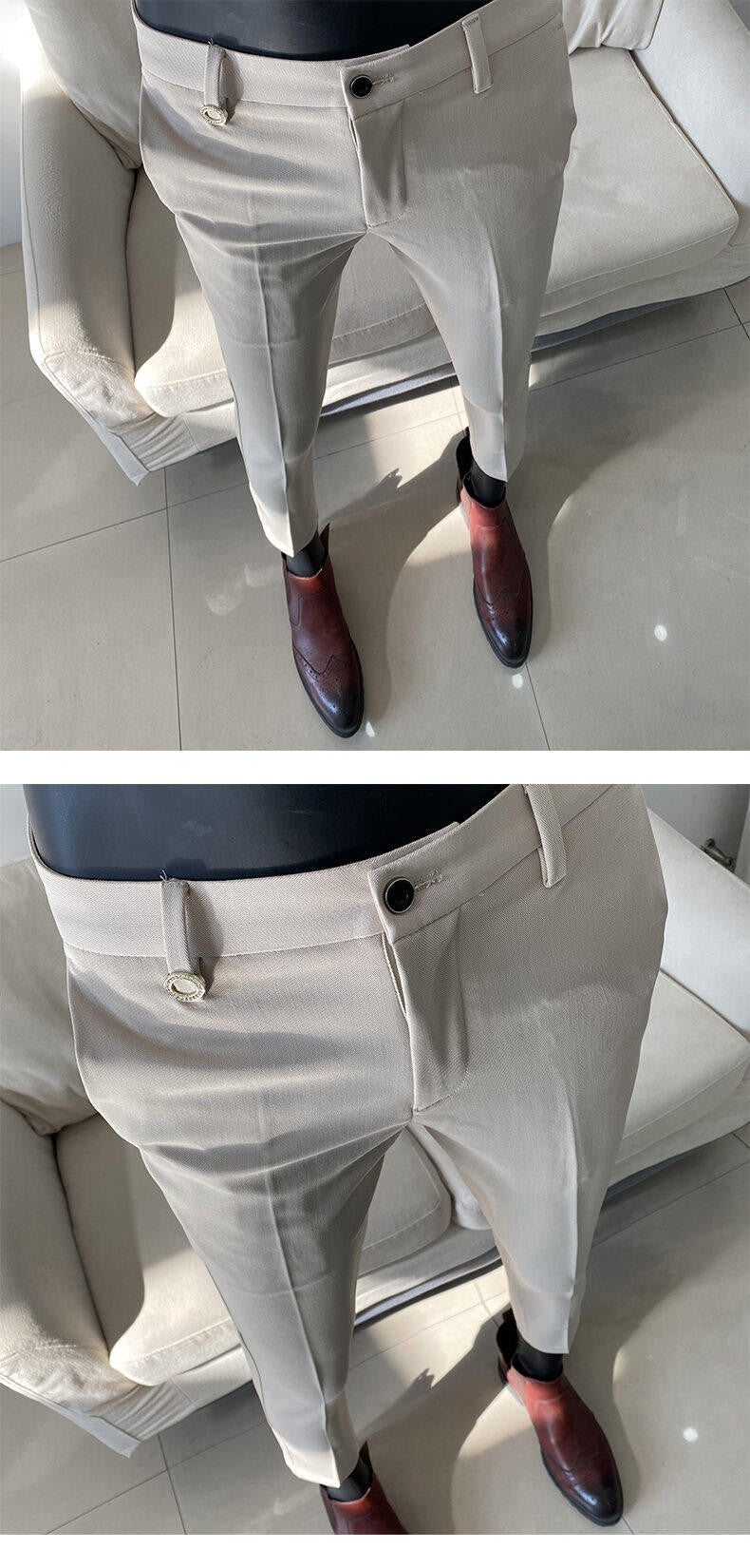QUHNBGY Men's Slim-Fit Suit Pants