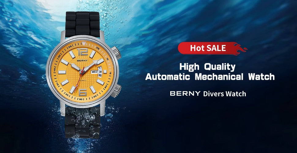 BERNY 20ATM Diver Relógio Mecânico Automático para Homens Super Luminoso À P