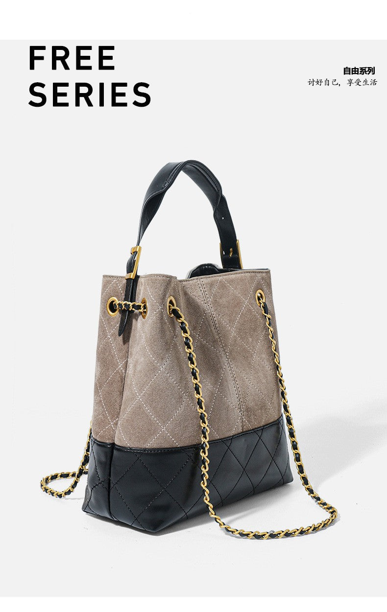 LZJV Women's Genuine Leather Bucket Bag