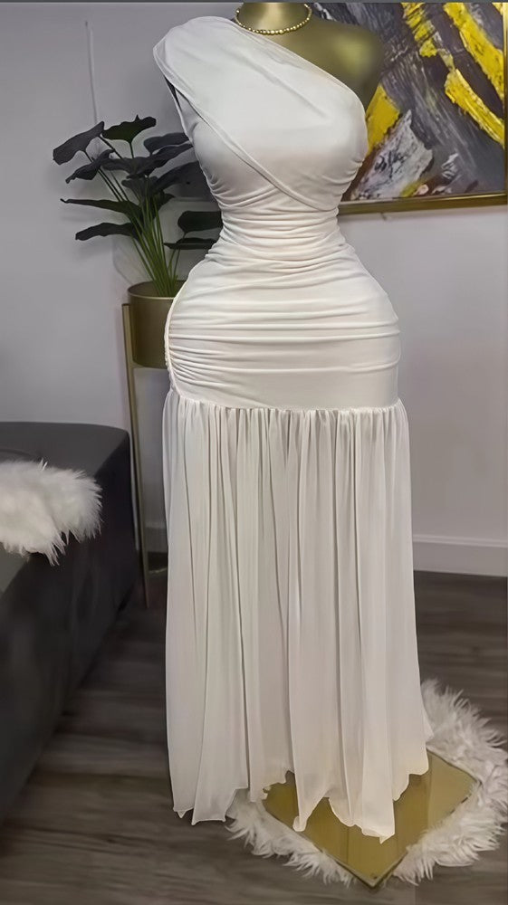 Elegant Sexy Night Club Party Holiday Maxi Dress for Women Elegant Slant Collar One Sleeve Off Shoulder Mesh Slit Long Dresses Elegant Sexy Night Club Party Holiday Maxi Dress for Women Elegant Slant Collar One Sleeve Off Shoulder Mesh Slit Long Dresses