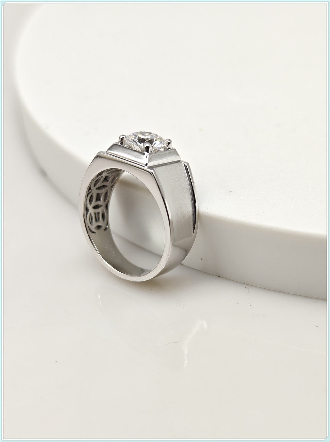 Wide Matte Men's Engagement Ring, Lab Diamond, CVD Platinum, 950 Ring, 18k White Gold, 1 Carat Men's Wedding RingWide Matte Men's Engagement Ring, Lab Diamond, CVD Platinum, 950 Ring, 18k White Gold, 1 Carat Men's Wedding Ring