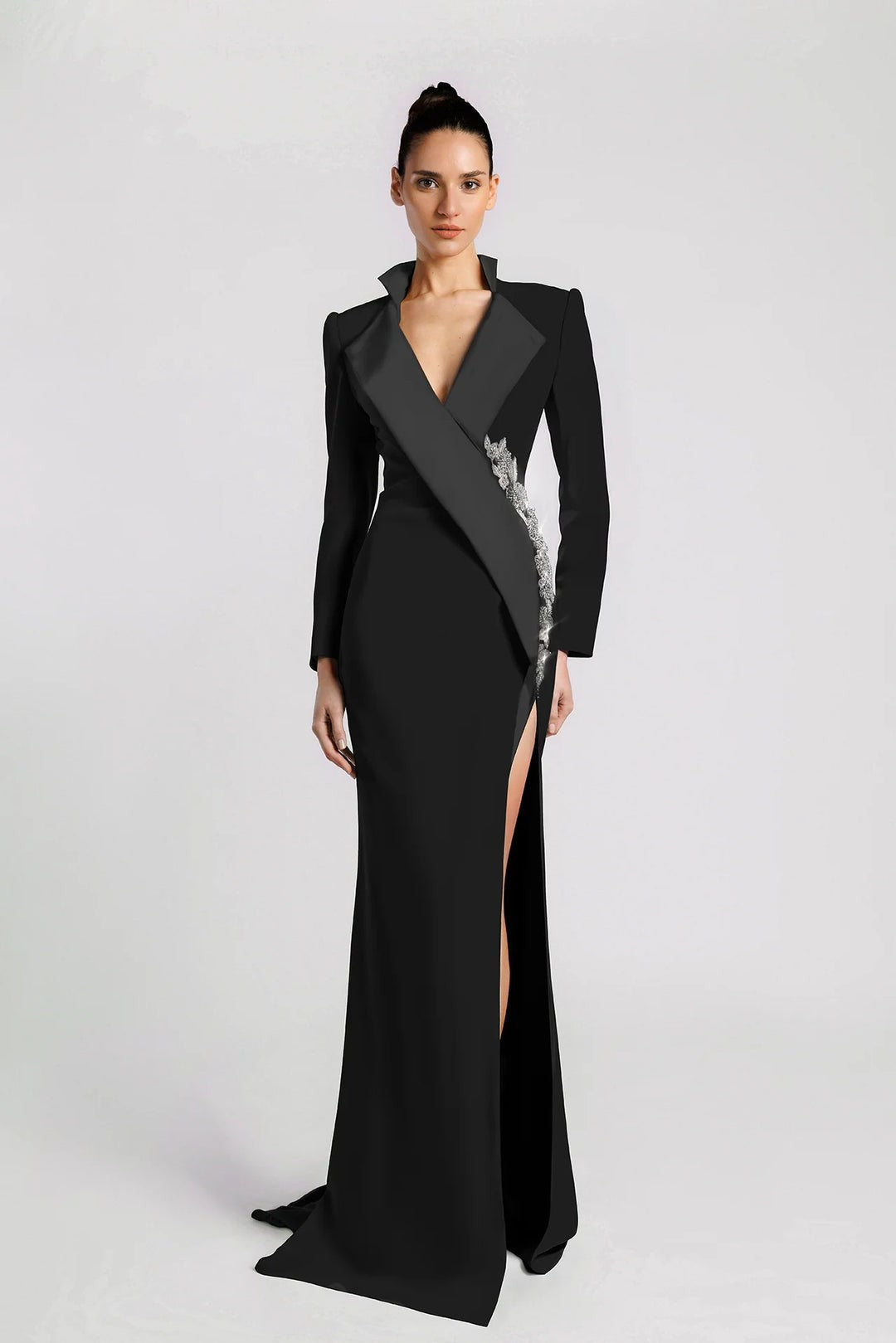Designer Beaded Mermaid High Slit Women Blazer Dress Floor Length Custom Backless Formal Evening Wedding Guest Dress Designer Beaded Mermaid High Slit Women Blazer Dress Floor Length Custom Backless Formal Evening Wedding Guest Dress