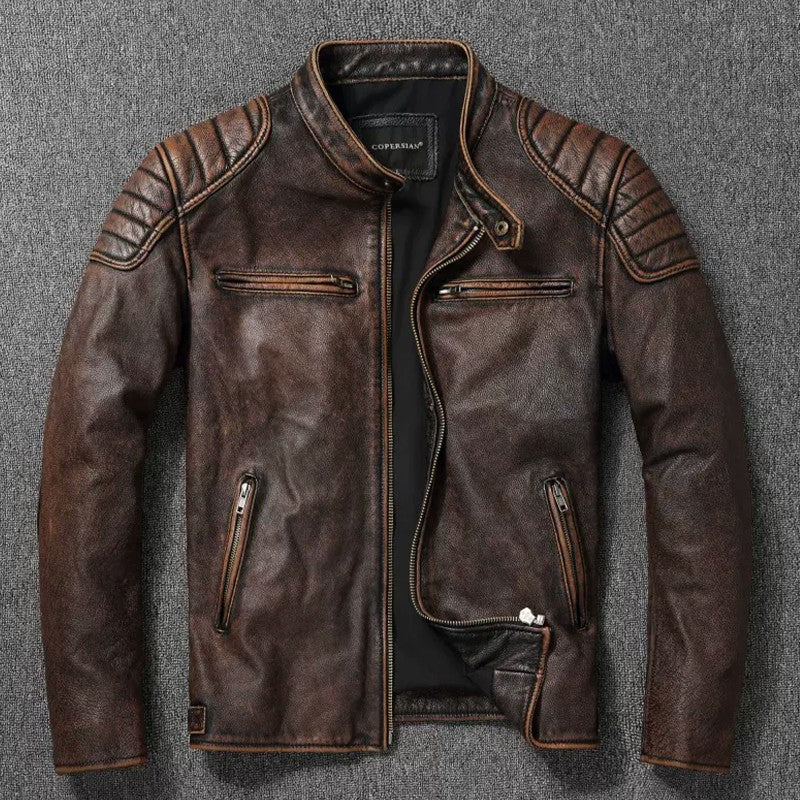 COPERSIAN Men's Cowhide Leather Jacket