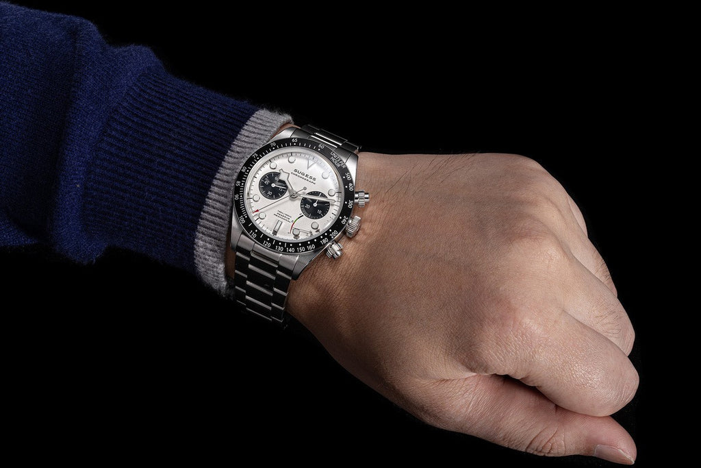 Sugess cronógrafo relógio masculino original st1907 swanneck piloto relógios
