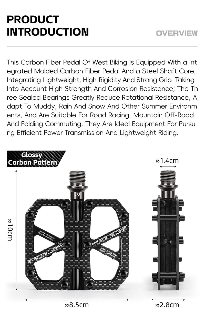 West Biking Carbon Fiber Ultralight Pedals