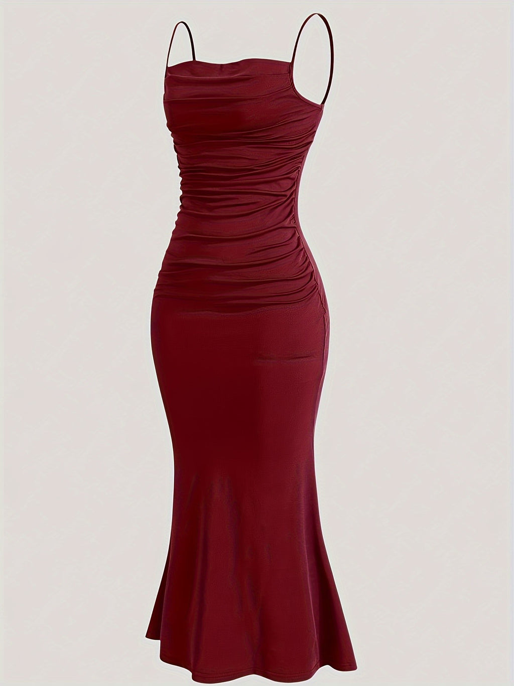 Women's Solid Color Ruched Cami Dress, Elegant Sleeveless Dress for Evening Party Formal Occasions, Women's Summer Dress Women's Solid Color Ruched Cami Dress, Elegant Sleeveless Dress for Evening Party Formal Occasions, Women's Summer Dress