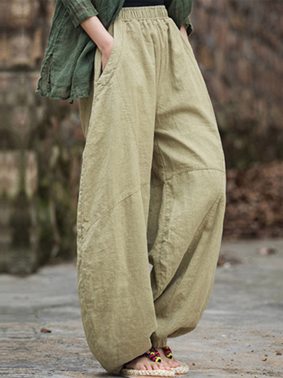 Women's Cotton Loose Wide Leg Pants, Vintage Yoga Pants with Elastic Waist Wide Leg Loose Wide Leg, StylishWomen's Cotton Loose Wide Leg Pants, Vintage Yoga Pants with Elastic Waist Wide Leg Loose Wide Leg, Stylish