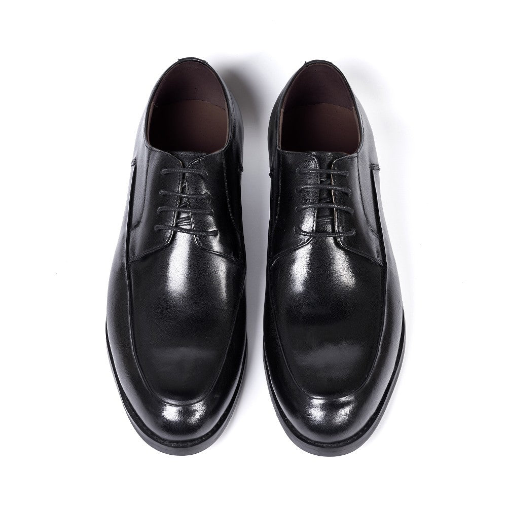 Sapatos derby masculinos estilo italiano, feitos à mão, couro genuíno, bico l