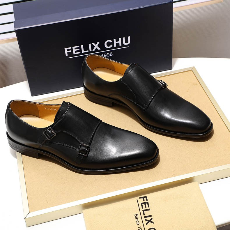 Handmade genuine leather men's oxfords, flat toe, double buckle, monk strap, classic formal shoes, size 6-13 Handmade genuine leather men's oxfords, flat toe, double buckle, monk strap, classic formal shoes, size 6-13
