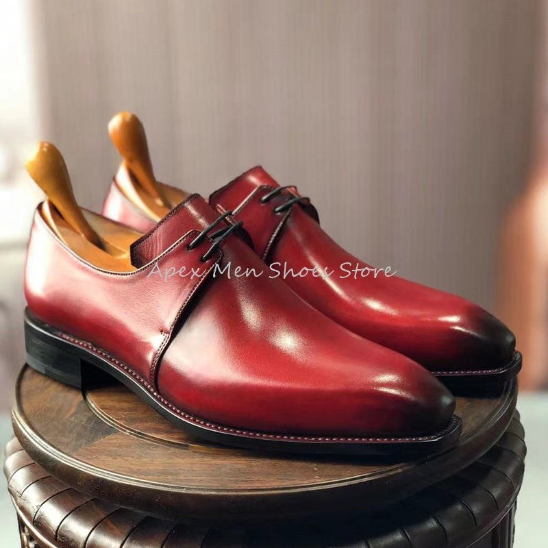 Borgonha juventude negócios formal derby sapatos rendas até quintal sapatos ma