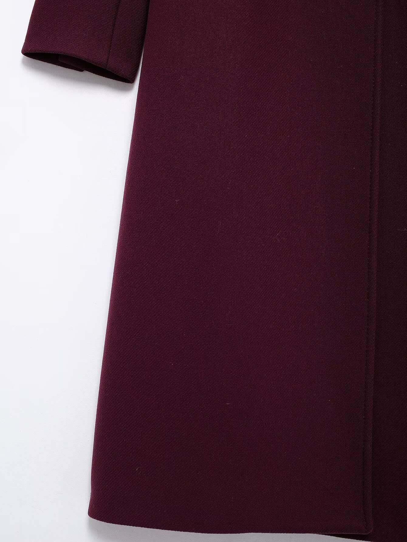 Trafza Women Fashion Burgundy Double Breasted Wool Coat Long Sleeve Lapel Blends Jacket Autumn Winter High Street OuterwearTrafza Women Fashion Burgundy Double Breasted Wool Coat Long Sleeve Lapel Blends Jacket Autumn Winter High Street Outerwear