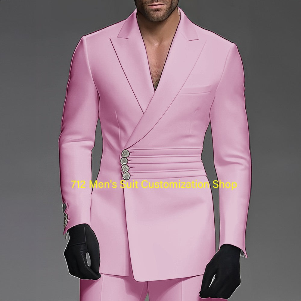 Handsome Men's 2 Piece Suit Wedding Groom Tuxedo Stylish Formal Wear XS-5XL Custom Blazer Pants Men Handsome Men's 2 Piece Suit Wedding Groom Tuxedo Stylish Formal Wear XS-5XL Custom Blazer Pants Men
