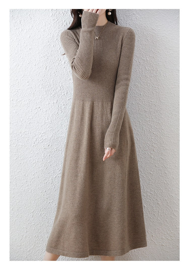 Sweater skirt women's long high-end 100% pure cashmere autumn and winter waist bottom shirt knitted dress Sweater skirt women's long high-end 100% pure cashmere autumn and winter waist bottom shirt knitted dress