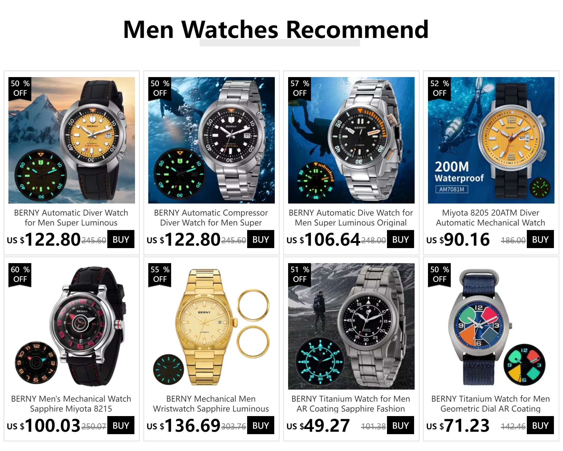 BERNY AM138MS-L Automatic Mechanical Watch