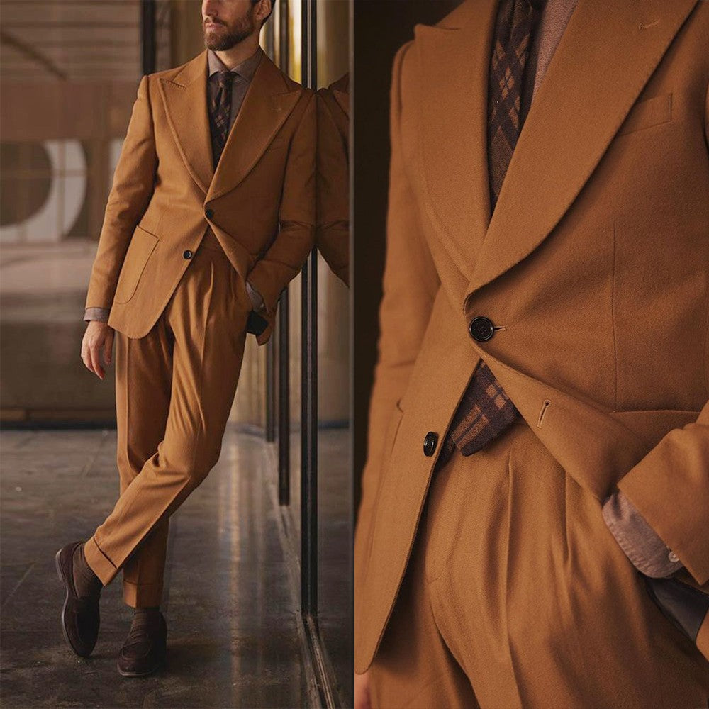 Men's Modern Tuxedo, 2 Piece, Slim Fit Pocket Jacket, Peak Lapel, Custom, Wedding, Guest, Party, Show, Prom, Men's Clothing