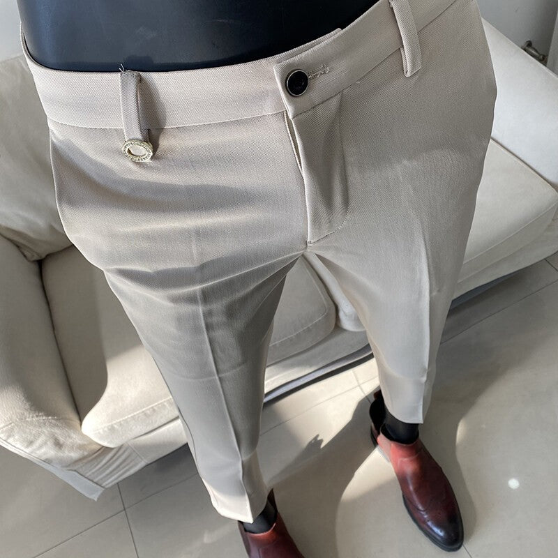 QUHNBGY Men's Slim-Fit Suit Pants