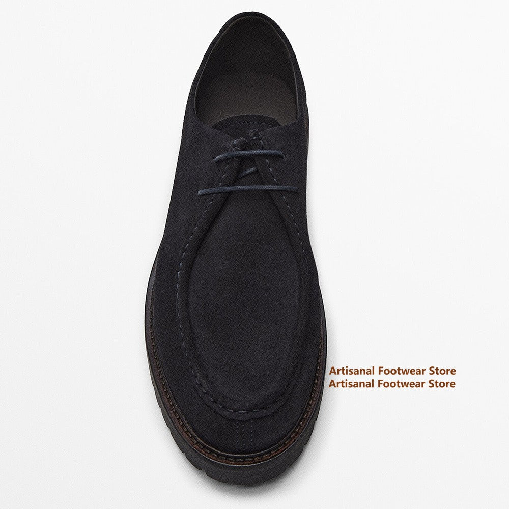 Brown suede derby shoes, thick sole, lace up, men's casual shoes, formal office shoes, men's leather shoesBrown suede derby shoes, thick sole, lace up, men's casual shoes, formal office shoes, men's leather shoes