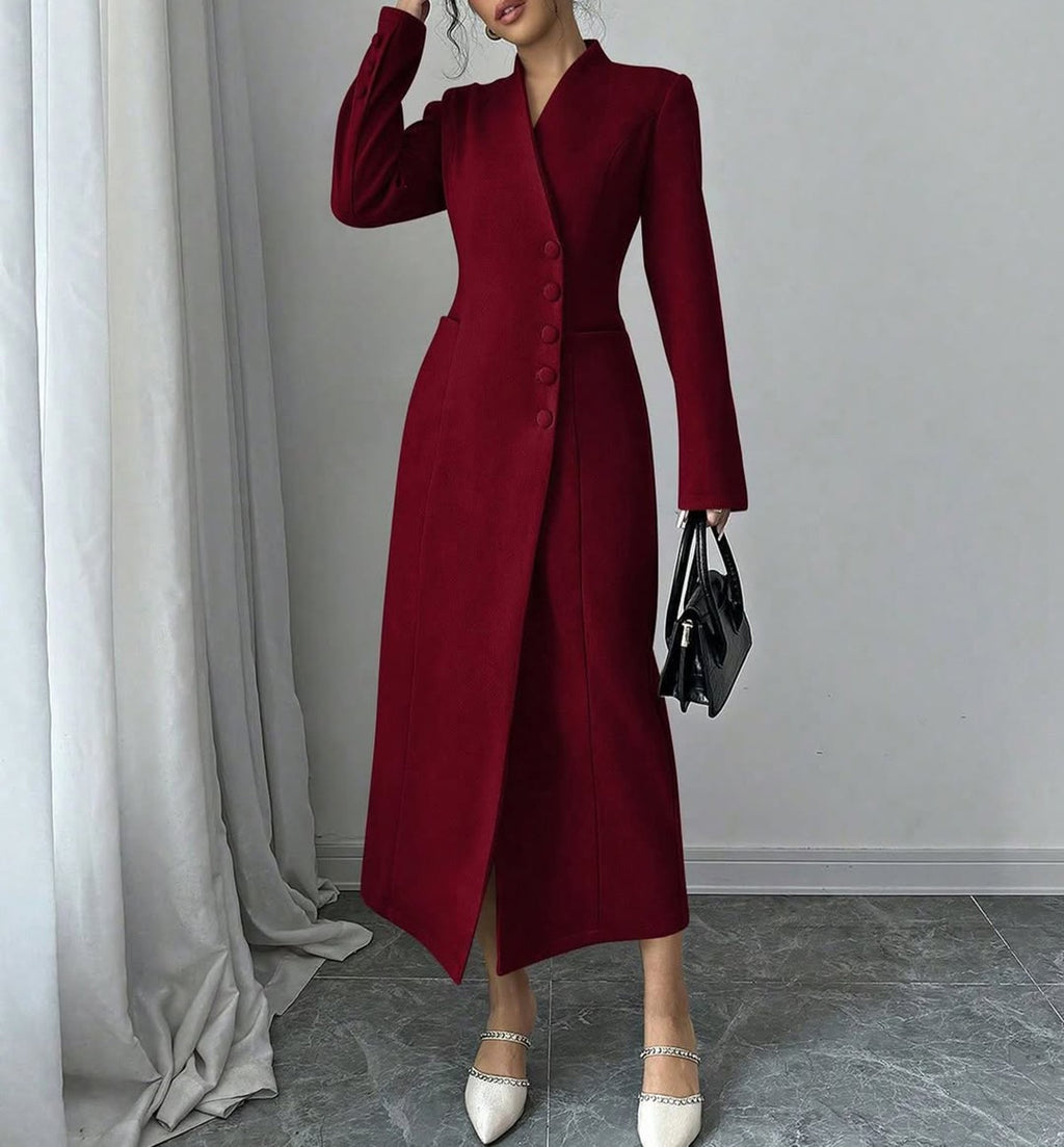 Elegant Women Blazer Dress Ankle Length Button Evening Dress Slim Fit Custom Formal Wear Party One Piece Elegant Women Blazer Dress Ankle Length Button Evening Dress Slim Fit Custom Formal Wear Party One Piece