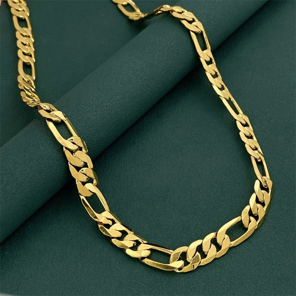 Luxury 24K 9999 Pure Gold Real Gold 10MM Three Than One Geometric Necklace Men and WomenLuxury 24K 9999 Pure Gold Real Gold 10MM Three Than One Geometric Necklace Men and Women
