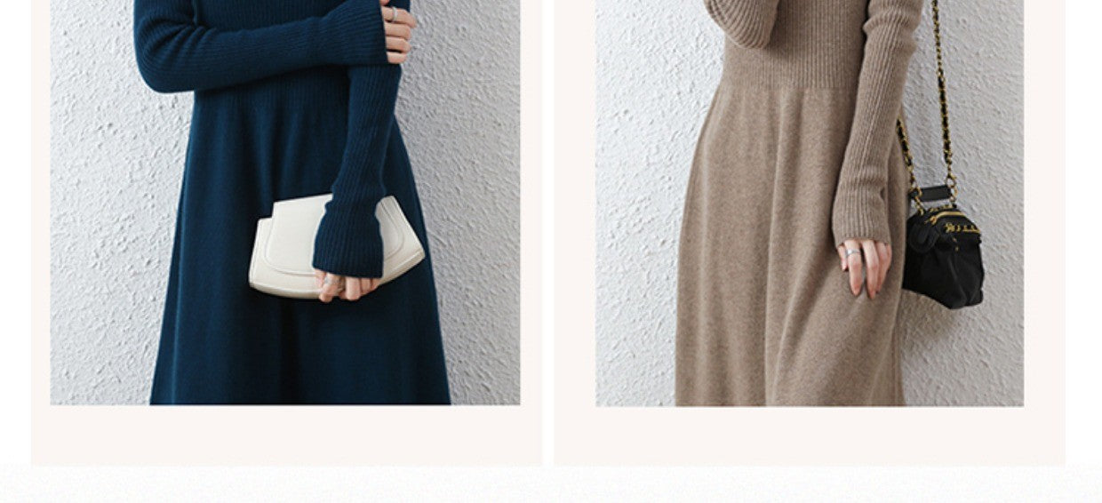Sweater skirt women's long high-end 100% pure cashmere autumn and winter waist bottom shirt knitted dress Sweater skirt women's long high-end 100% pure cashmere autumn and winter waist bottom shirt knitted dress