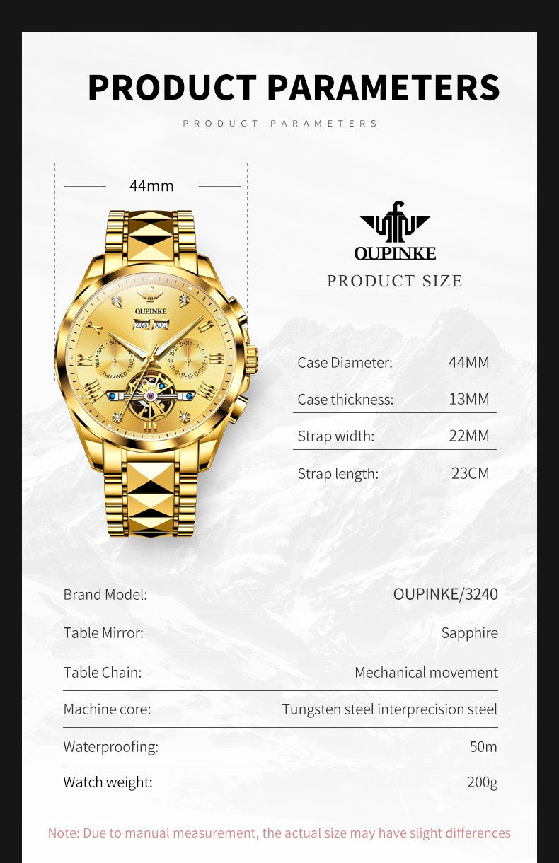 OUPINKE 3240 Skeleton Flywheel Multifunctional Automatic Mechanical Watches for Men 44mm Big Dial Tungsten Steel Luxury Watch OUPINKE 3240 Skeleton Flywheel Multifunctional Automatic Mechanical Watches for Men 44mm Big Dial Tungsten Steel Luxury Watch