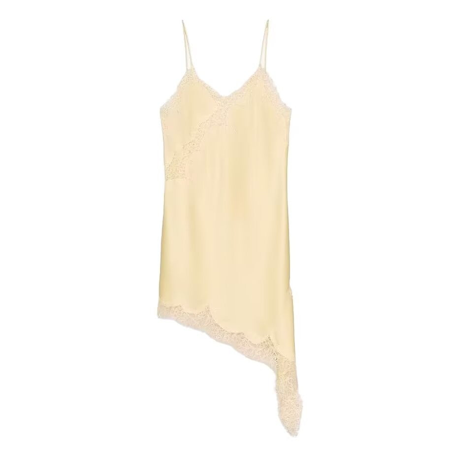UNIZERA Women's Sexy Suspender Lace Asymmetrical Dress Summer 2025 New Elegant Temperament UNIZERA Women's Sexy Suspender Lace Asymmetrical Dress Summer 2025 New Elegant Temperament