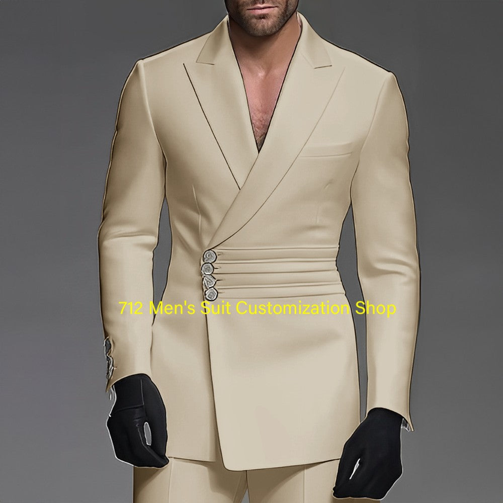 Handsome Men's 2 Piece Suit Wedding Groom Tuxedo Stylish Formal Wear XS-5XL Custom Blazer Pants Men Handsome Men's 2 Piece Suit Wedding Groom Tuxedo Stylish Formal Wear XS-5XL Custom Blazer Pants Men