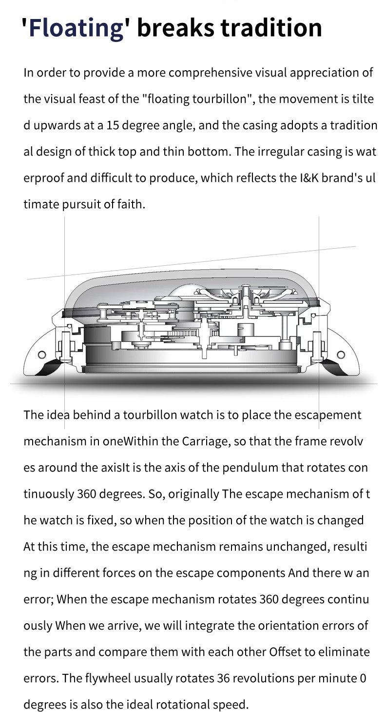 Ideal Knight Top Brand Luxruy Men's Watch Advanced Tourbillon Automatic Mechanical Watch Waterproof Luminous Dual Region Time