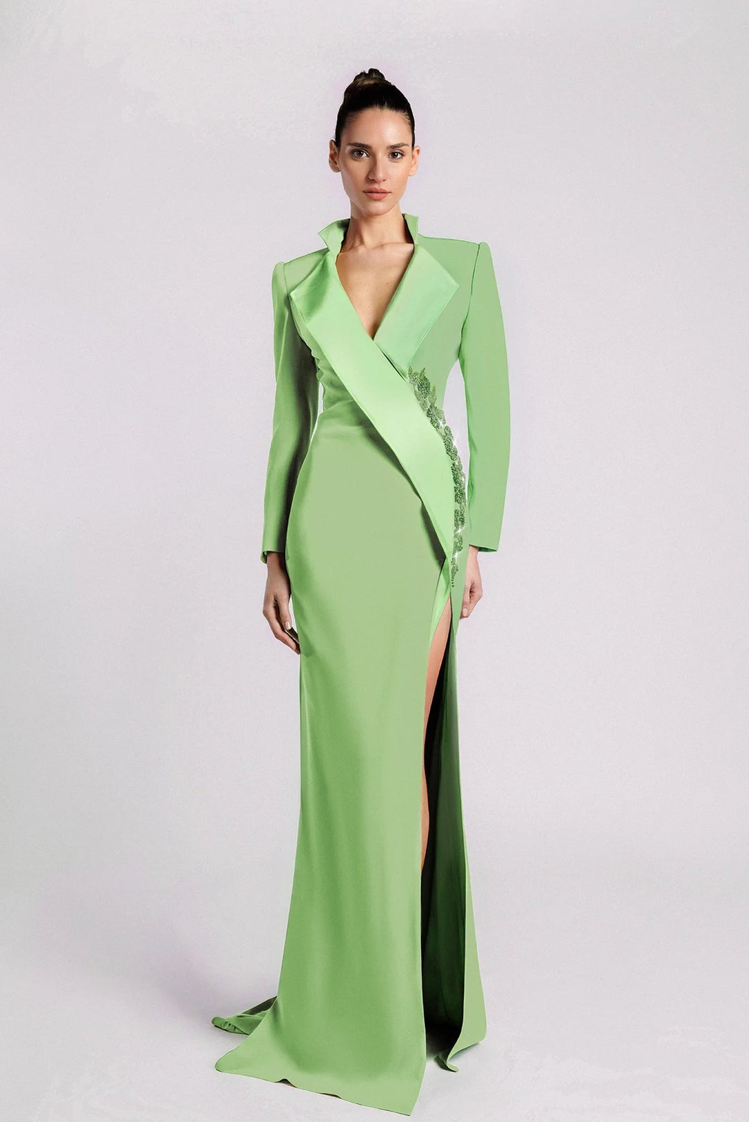 Designer Beaded Mermaid High Slit Women Blazer Dress Floor Length Custom Backless Formal Evening Wedding Guest Dress Designer Beaded Mermaid High Slit Women Blazer Dress Floor Length Custom Backless Formal Evening Wedding Guest Dress