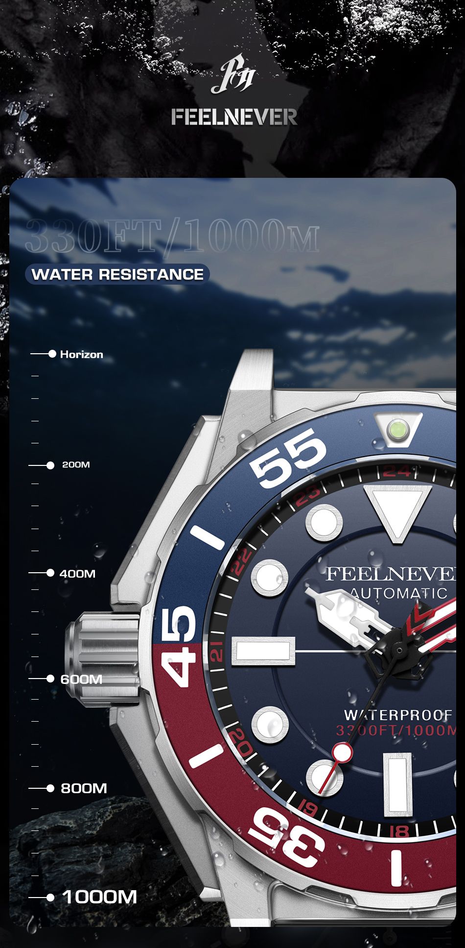 FeelNever Men's Automatic Dive Watch