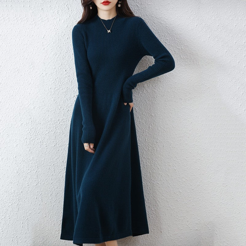 Sweater skirt women's long high-end 100% pure cashmere autumn and winter waist bottom shirt knitted dress Sweater skirt women's long high-end 100% pure cashmere autumn and winter waist bottom shirt knitted dress