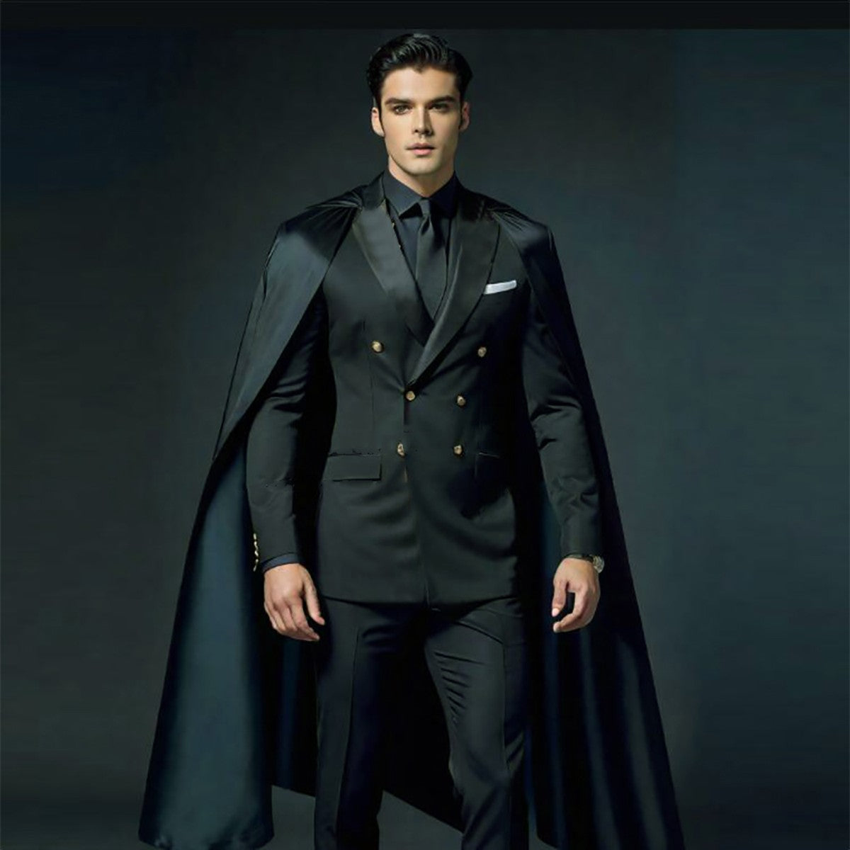 Modern Men's Wedding Suits 2 Pieces with Detachable Capes Plus Size Custom Groom Tuxedo Show Party Men's Attire Modern Men's Wedding Suits 2 Pieces with Detachable Capes Plus Size Custom Groom Tuxedo Show Party Men's Attire