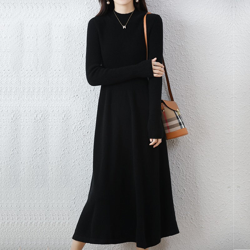 Sweater skirt women's long high-end 100% pure cashmere autumn and winter waist bottom shirt knitted dress Sweater skirt women's long high-end 100% pure cashmere autumn and winter waist bottom shirt knitted dress