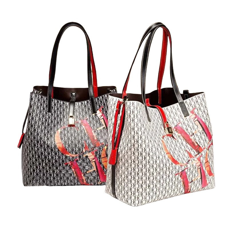 CHCH Women's Classic Letter Print Bucket Bag