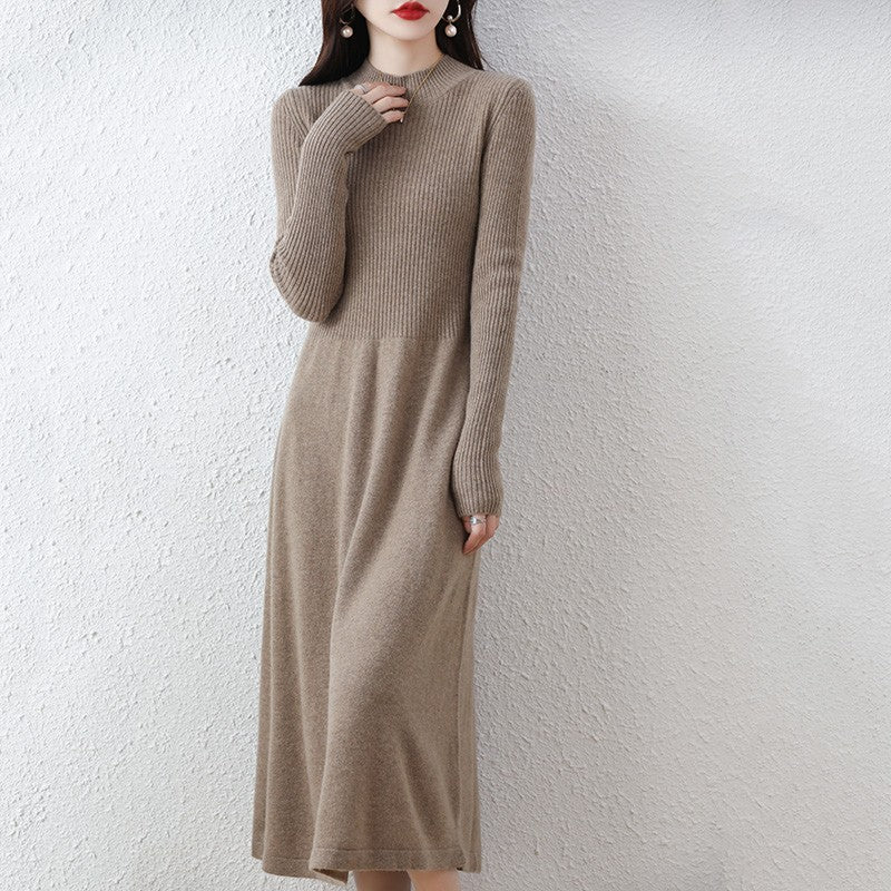 Sweater skirt women's long high-end 100% pure cashmere autumn and winter waist bottom shirt knitted dress Sweater skirt women's long high-end 100% pure cashmere autumn and winter waist bottom shirt knitted dress