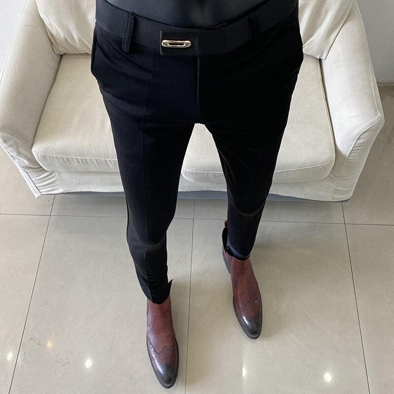 QUHNBGY Men's Slim-Fit Suit Pants