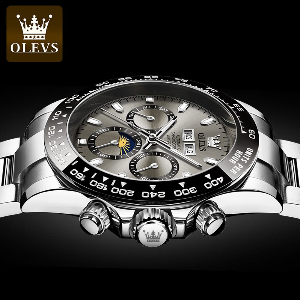 OLEVS 6654 Automatic Mechanical Watch: Moon Phase & Roman Flair
