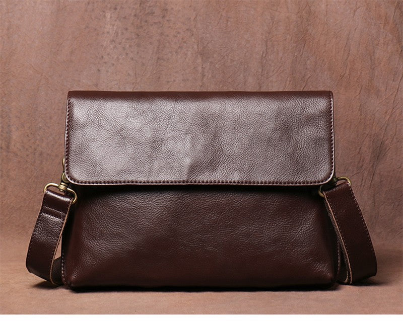 Luokir vintage genuíno couro crossbody saco de moda masculina simples ombro men